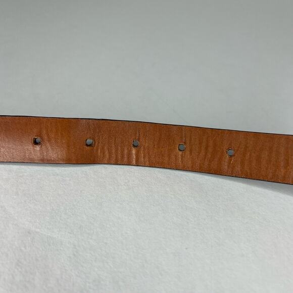 Joan & David Italy Croc Pattern Brown Leather Belt with Silvertone Hardware Sz M - Picture 6 of 12